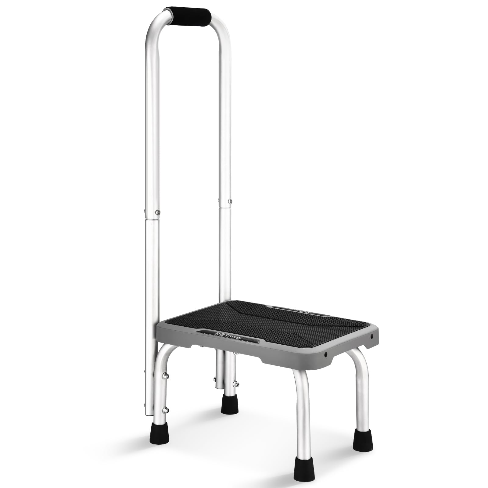 Hbtower Aluminum Step Stool With Handle For Elderly, Lightweight Step Stools For Adults Seniors With Non-Slip Rubber Feet, Stepp